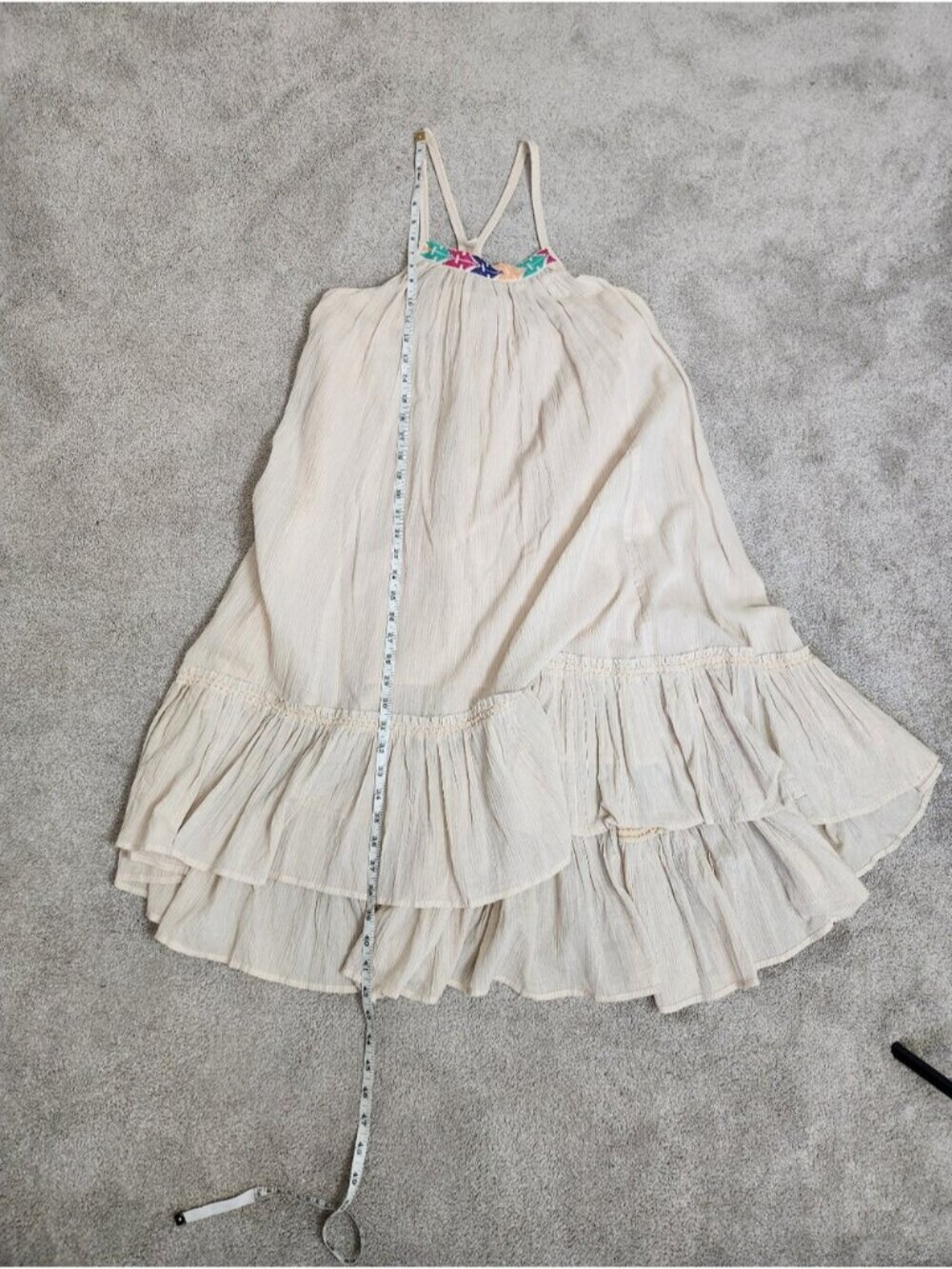 Free People 100% Cotton Cream Dress Size XS Fits Small - Medium Oversized Drapey - Picture 8 of 13